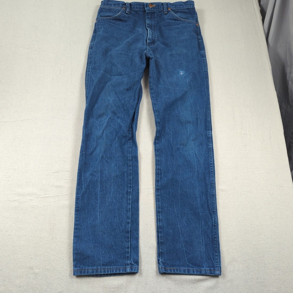 Wrangler Jeans Mens 35x34 Blue Cowboy Cut Rodeo 13mwz Western Distressed